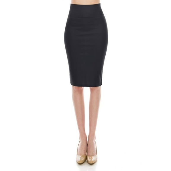 Women's Casual Office Work Wear Comfy Stretch Bodycon Solid Midi Pencil Skirt