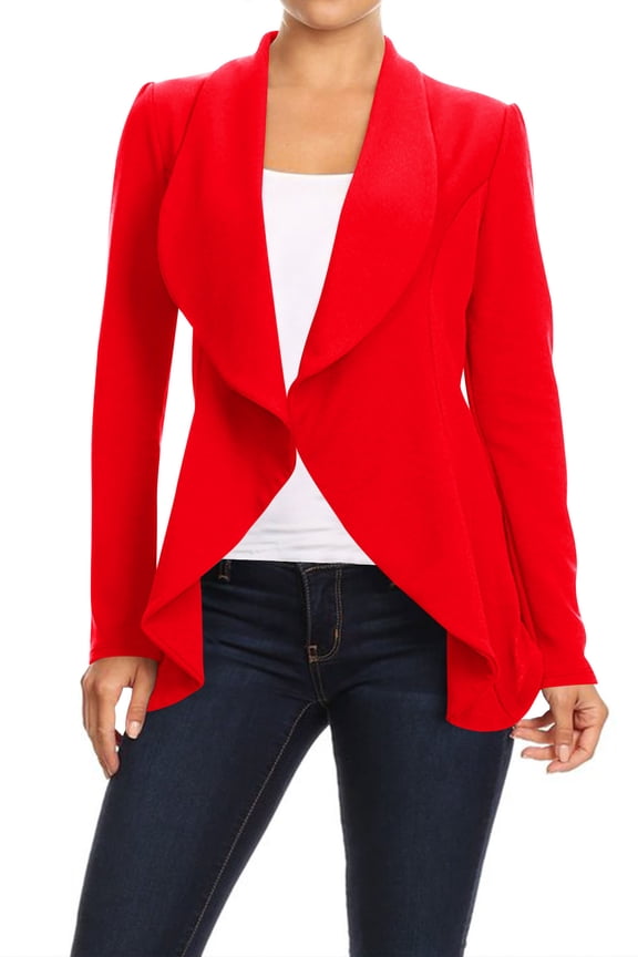 Moa Collection Women's Office Blazer Casual Long Sleeve Solid Open Front Design S-3XL