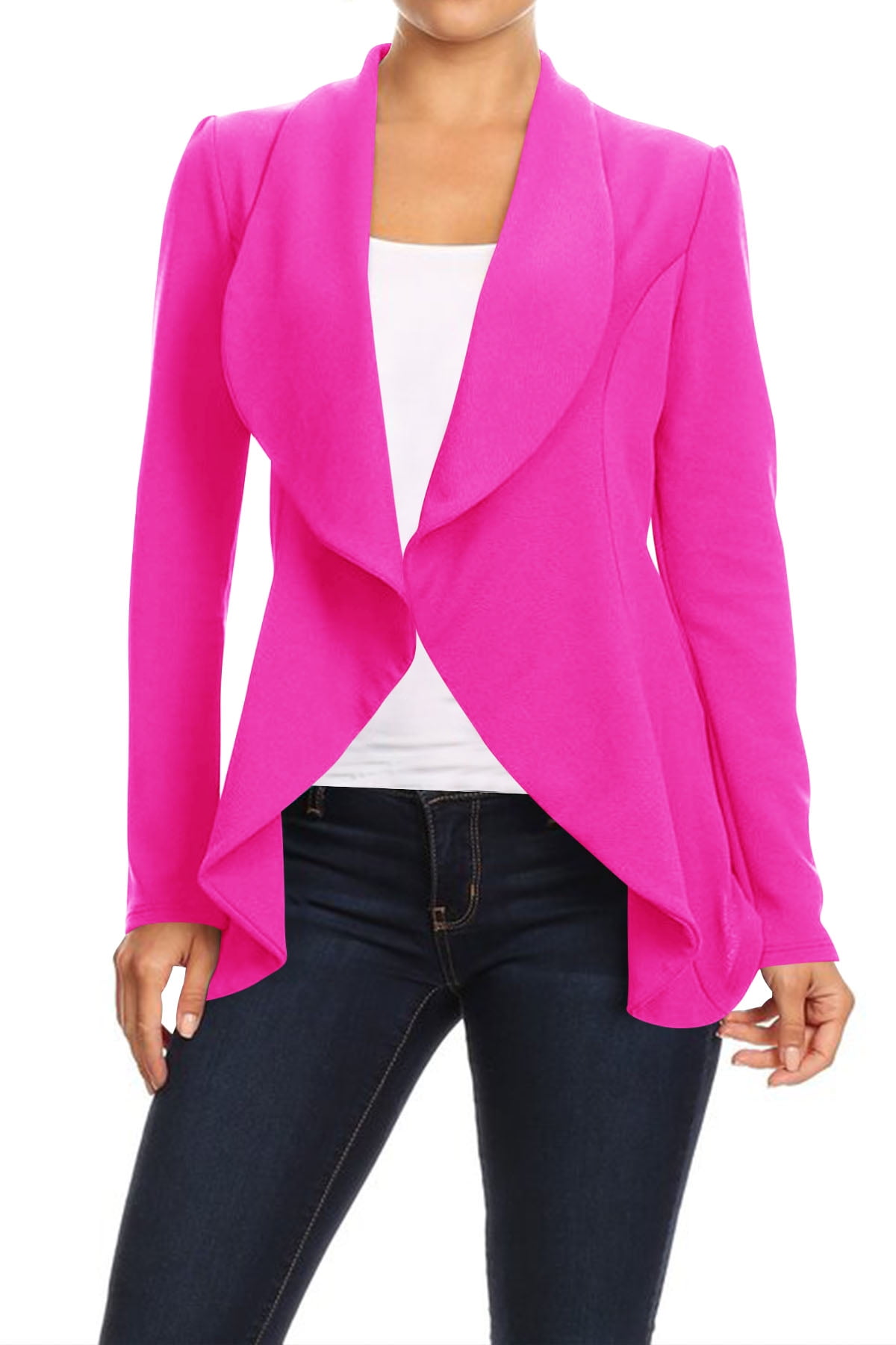 Moa Collection Women's Office Blazer Casual Long Sleeve Solid Open ...