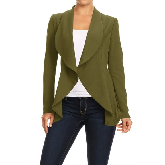 Moa Collection Women's Office Blazer Casual Long Sleeve Solid Open Front Design S-3XL