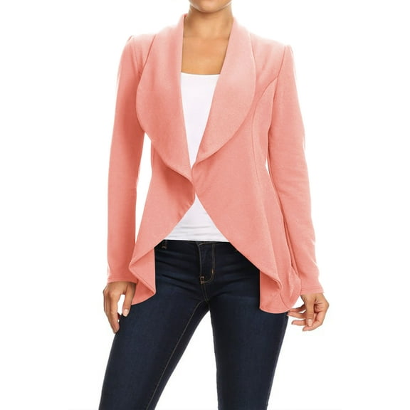 Moa Collection Women's Office Blazer Casual Long Sleeve Solid Open Front Design S-3XL