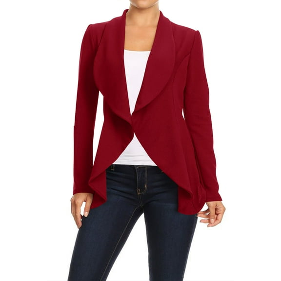 Moa Collection Women's Office Blazer Casual Long Sleeve Solid Open Front Design S-3XL