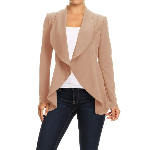 Moa Collection Women's Office Blazer Casual Long Sleeve Solid Open Front Design S-3XL