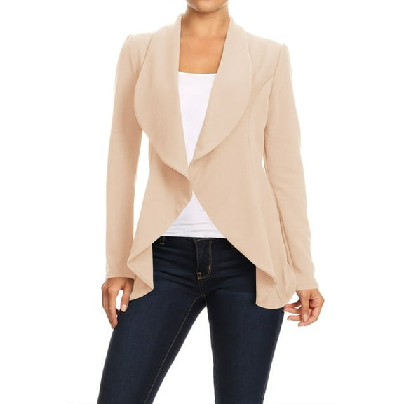 Moa Collection Women's Office Blazer Casual Long Sleeve Solid Open Front Design S-3XL