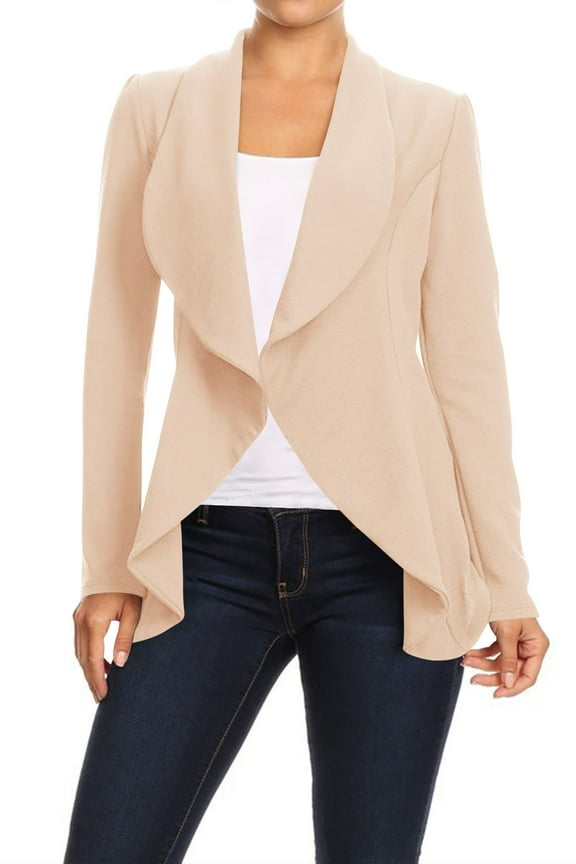 Moa Collection Women's Office Blazer Casual Long Sleeve Solid Open Front Design S-3XL