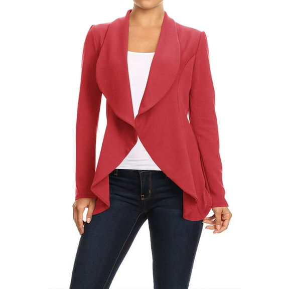 Moa Collection Women's Office Blazer Casual Long Sleeve Solid Open Front Design S-3XL