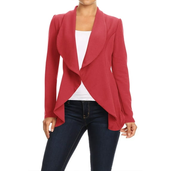 Moa Collection Women's Office Blazer Casual Long Sleeve Solid Open Front Design S-3XL
