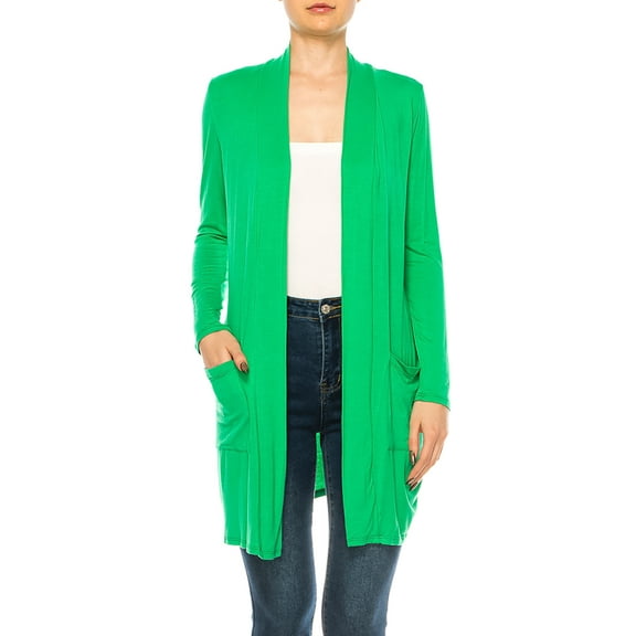 Women's Classic Long Sleeve Cardigan with Side Pockets for Everyday Wear