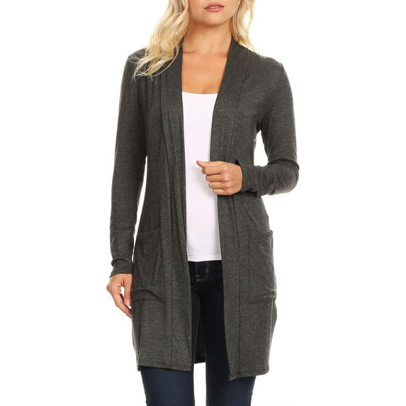 Women's Classic Long Sleeve Cardigan with Side Pockets for Everyday Wear