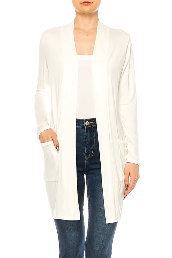 Women's Classic Long Sleeve Cardigan with Side Pockets for Everyday Wear