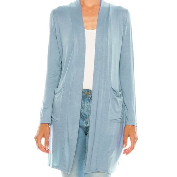 Women's Classic Long Sleeve Cardigan with Side Pockets for Everyday Wear
