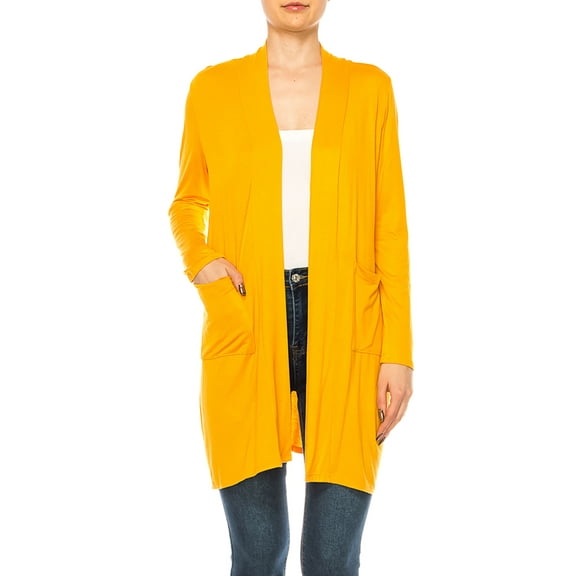 Women's Classic Long Sleeve Cardigan with Side Pockets for Everyday Wear