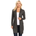 thumbnail image 1 of Women's Casual Open Front Basic Long Sleeves Side Pockets Solid Cardigan, 1 of 4