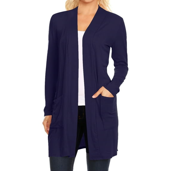 Women's Classic Long Sleeve Cardigan with Side Pockets for Everyday Wear