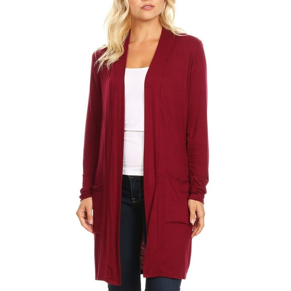 Women's Classic Long Sleeve Cardigan with Side Pockets for Everyday Wear