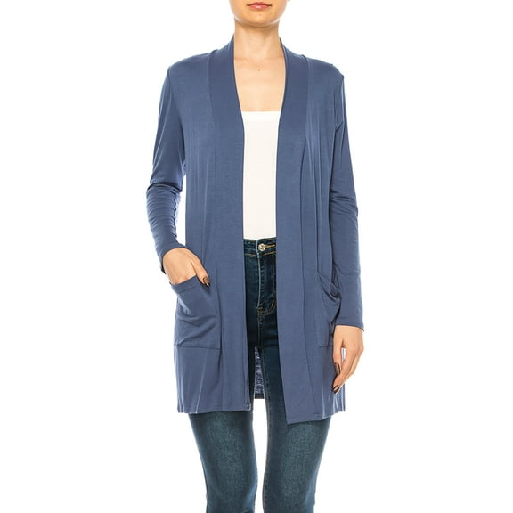 Women's Classic Long Sleeve Cardigan with Side Pockets for Everyday Wear