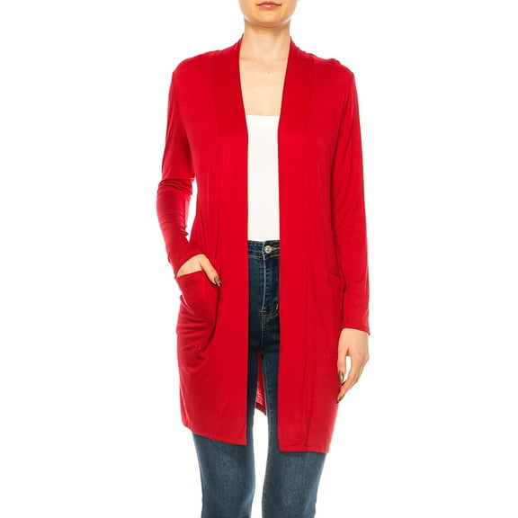 Women's Classic Long Sleeve Cardigan with Side Pockets for Everyday Wear