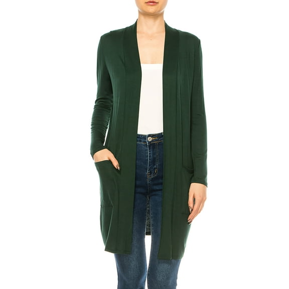 Women's Classic Long Sleeve Cardigan with Side Pockets for Everyday Wear