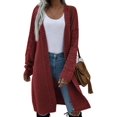 thumbnail image 1 of Women's Casual Open Front Knit Cardigans Long Sleeve Midi Sweater Coat, 1 of 5