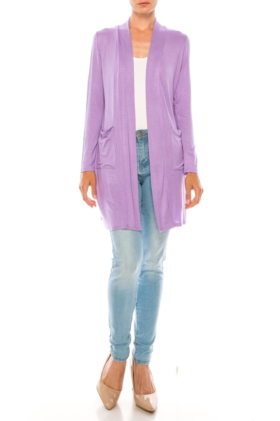 Women's Casual Open Front Long Sleeves Loose Fit Side Pockets Cardigan