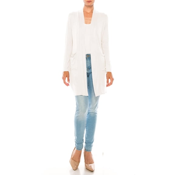 Women's Casual Open Front Long Sleeves Loose Fit Side Pockets Cardigan