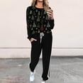 thumbnail image 1 of Women's Casual Outfit Sets For Cool Weather Crew Neck Long Sleeve Top + Trousers Printed Home Sports Casual Yoga Suit, 1 of 3