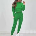 thumbnail image 1 of Women's Casual Outfit Sets Office Wear Autumn Solid Color Casual Pullover Round Neck Long Sleeved Hooded Sweatshirt Long Pants Set, 1 of 6
