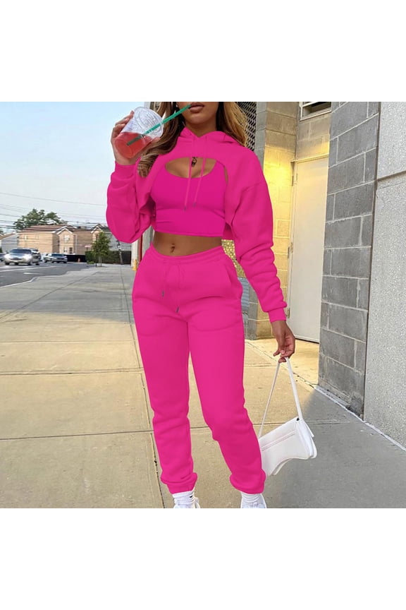 Women's Casual Outfits Solid Sweatshirts Crop Top And Trousers Pants Sets Track Suits Beautiful And Casual Suit Yoga Pants Women Tuxedo Suit plus Size Suit Women Homecoming Pants Outfit Junior Womens