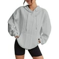 thumbnail image 1 of Women's Casual Oversized Hoodie Long Sleeve Loose Fit Solid Color Pullover Sweatshirt Comfortable Streetwear Top, 1 of 2