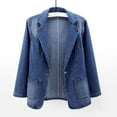 thumbnail image 1 of Women's Casual Oversized Open Front Denim Jackets Long Sleeve Denim Jacket (Blue XXXL), 1 of 6