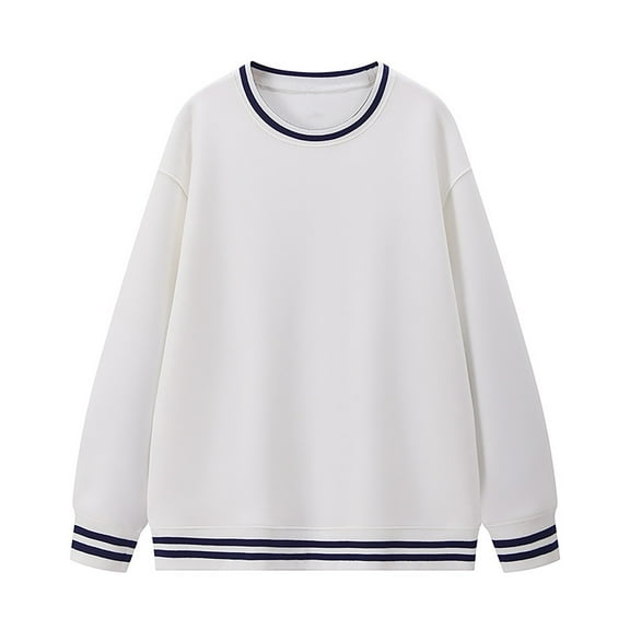 Women's Casual Oversized Sweatshirts Vintage Fashion Long Sleeve Crewneck Pullover Tees Solid Color Loose Lightweight Pullover Tops