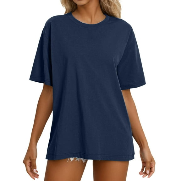 Women's Casual Oversized T Shirts Summer Short Sleeve Crewneck Basic Tee Loose Fit Comfortable Everyday Top