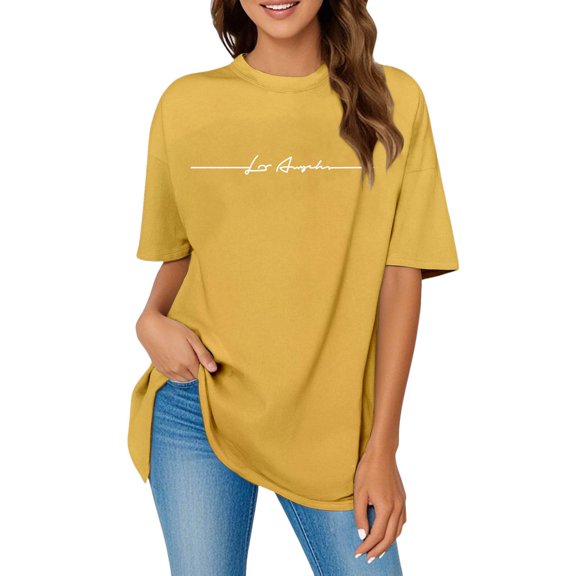 Women's Casual Oversized T-Shirts for Women Graphic Print Short Sleeve Crew Neck Blouse Loose Summer Tops for Teenage Girls
