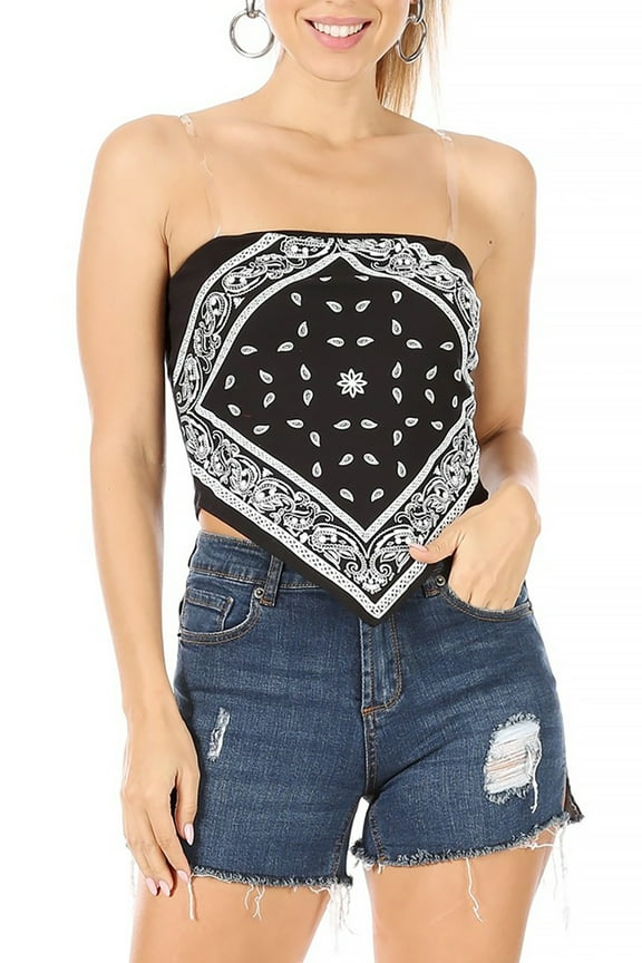 Moa Collection Women's Casual Paisley Sexy Bandana Sleeveless Halter Top