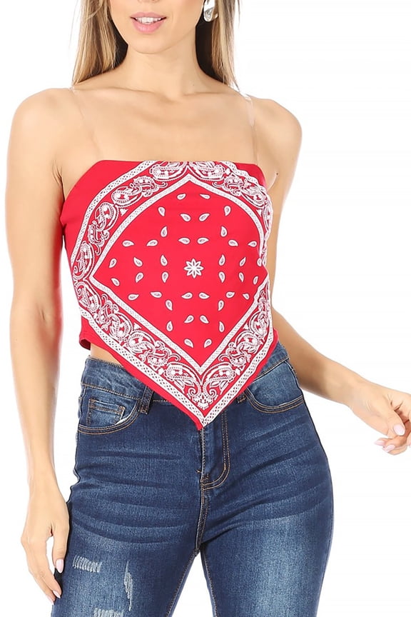 Women's Casual Paisley Sexy Bandana Sleeveless Halter Top Made in USA