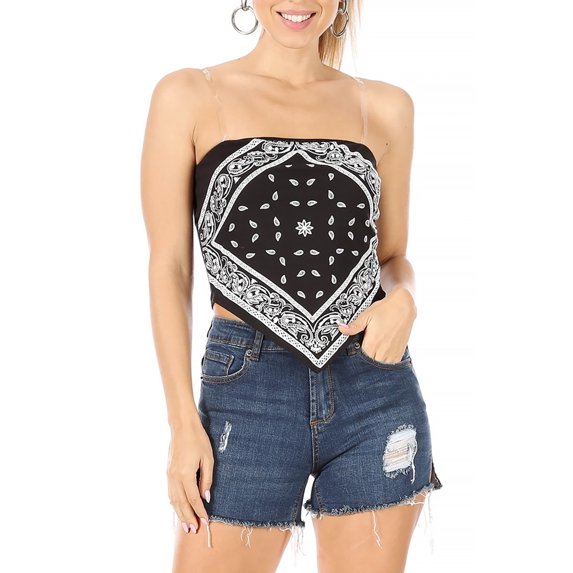 Moa Collection Women's Casual Paisley Sexy Bandana Sleeveless Halter Top