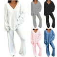 thumbnail image 1 of Women's Casual Pajama Set Fuzzy Fleece Long Sleeve Pj Loungewear Fleece Pullover Loose Pants Plush Sleepwear, 1 of 6