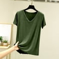 thumbnail image 1 of Women's Casual Pajama Top Solid Color V Neck Short Sleeve Pullover Lounge Blouse for Women Summer Home Wear Sleepwear, 1 of 5