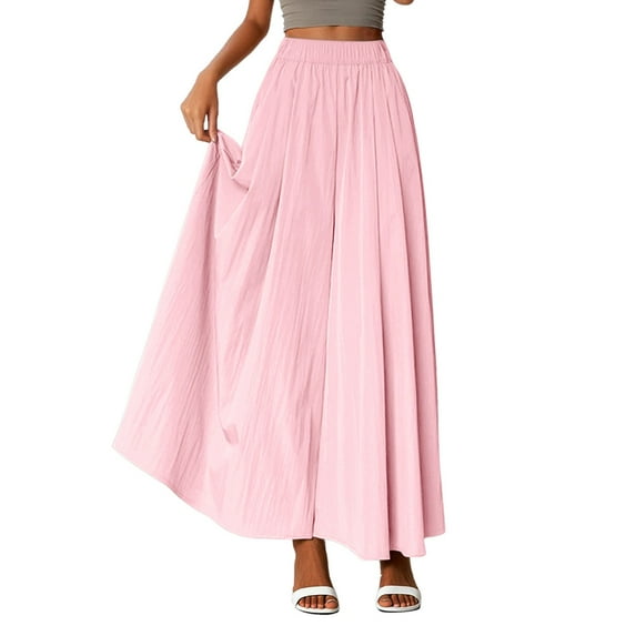 Women's Casual Palazzo Pants Elastic Waist Flowy Wide Leg Comfortable Pure Color Versatile Spring Summer Fall Everyday Outfit