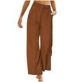thumbnail image 1 of Women's Casual Palazzo Wide Leg Pants High Waisted Button Solid Color Loose Pockets Work Office Long Trousers Pants, 1 of 7