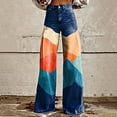 thumbnail image 1 of Women's Casual Pants 2025 New Summer Flower Wide Leg Pants Lightweight And Loose Casual Colorful Pants Imitation Jeans,Blue Women's Casual Pants L, 1 of 4