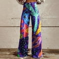 thumbnail image 1 of Women's Casual Pants 2025 New Summer Flower Wide Leg Pants Lightweight And Loose Casual Colorful Pants Imitation Jeans,Blue Women's Casual Pants L, 1 of 4