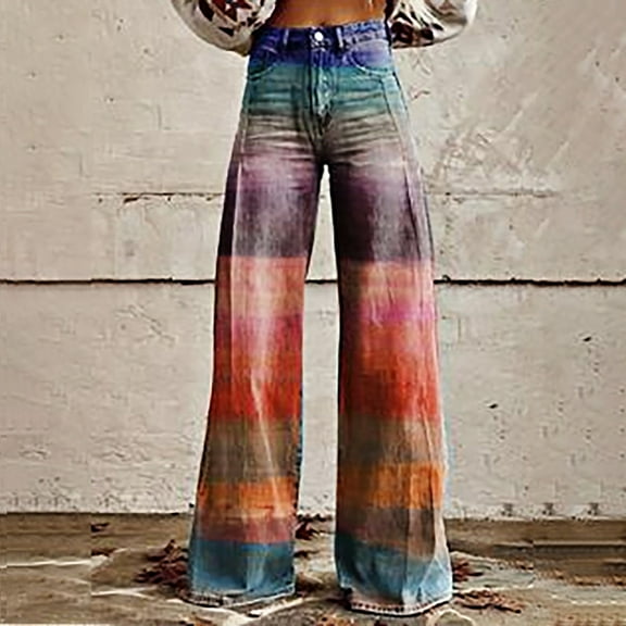 Women's Casual Pants 2025 New Summer Flower Wide Leg Pants Lightweight And Loose Casual Colorful Pants Imitation Jeans,Pink Women's Casual Pants XXXXXL