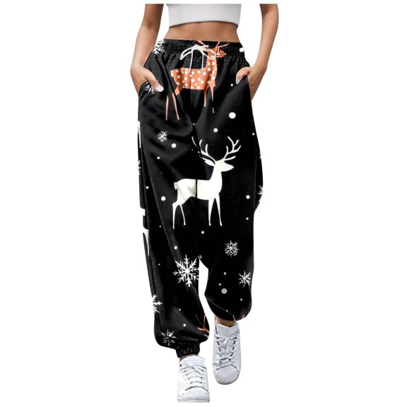 Women's Casual Pants Autumn Winter Christmas Print Trousers Comfortable Stylish Holiday Fashion Wear
