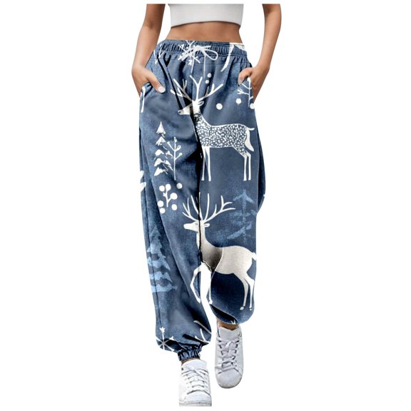 Women's Casual Pants Autumn Winter Christmas Series Printed Trousers Comfortable Stylish Ladies Fashion Bottoms