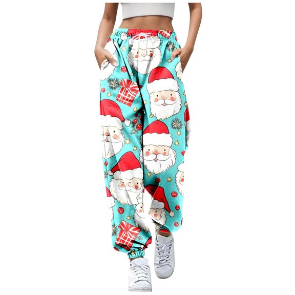 Women's Casual Pants Autumn Winter Holiday Printed Trousers Comfortable Wear Stylish Christmas Design Fashionable Bottoms