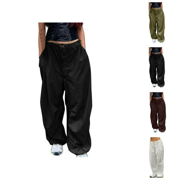 Women's Casual Pants Baggy Cargo Joggers Sweatpants Drawstring Loose Wide Leg Trousers for Streetwear and Hop Styles