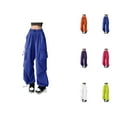 thumbnail image 1 of Women's Casual Pants Baggy Cargo Solid Color Streetwear Hop Joggers Sweatpants Drawstring Loose Wide Leg Trousers, 1 of 6