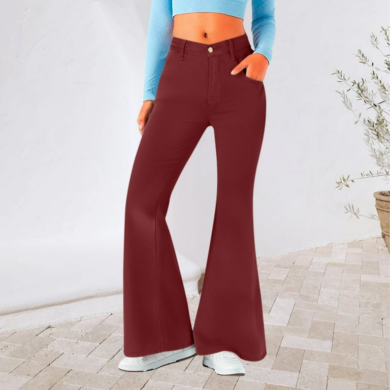 Women's Casual Pants Bell Bottom Jeans For Women High Waisted
