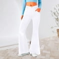 thumbnail image 1 of Women's Casual Pants Bell Bottom Jeans For Women High Waisted Classic Flared Denim Pants Stretchy Wide Leg Jeans Bell Bottoms Trousers,White Women's Casual Pants XXXL, 1 of 5